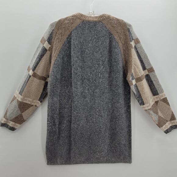 Gladys Bagley Vintage Angora Bohemian Geometric Crew Neck Oversized Sweater Top - Picture 3 of 13